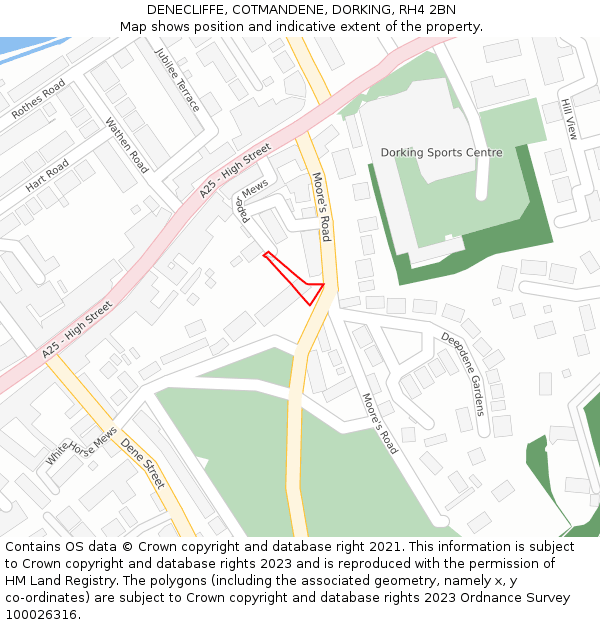 DENECLIFFE, COTMANDENE, DORKING, RH4 2BN: Location map and indicative extent of plot