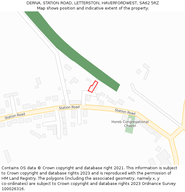 DERNA, STATION ROAD, LETTERSTON, HAVERFORDWEST, SA62 5RZ: Location map and indicative extent of plot