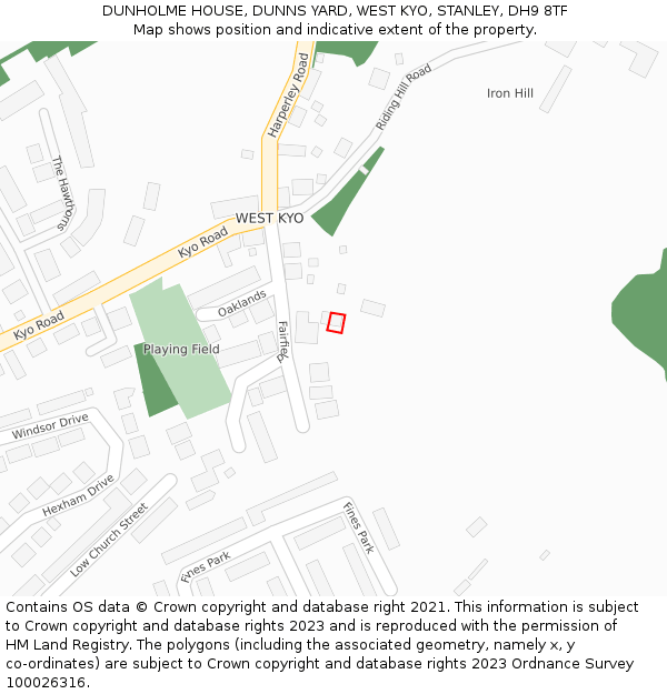 DUNHOLME HOUSE, DUNNS YARD, WEST KYO, STANLEY, DH9 8TF: Location map and indicative extent of plot