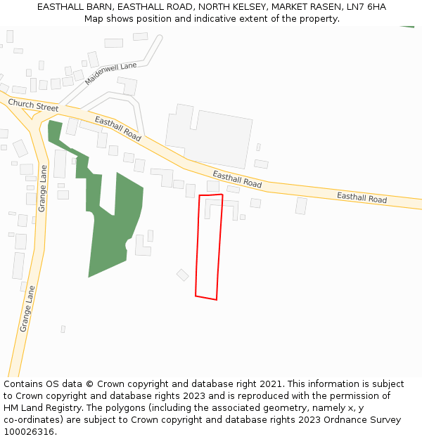 EASTHALL BARN, EASTHALL ROAD, NORTH KELSEY, MARKET RASEN, LN7 6HA: Location map and indicative extent of plot