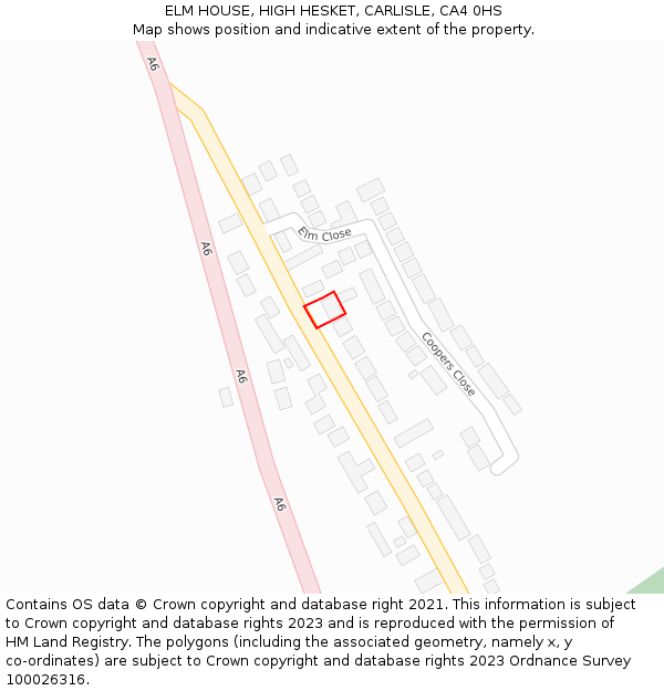 ELM HOUSE, HIGH HESKET, CARLISLE, CA4 0HS: Location map and indicative extent of plot