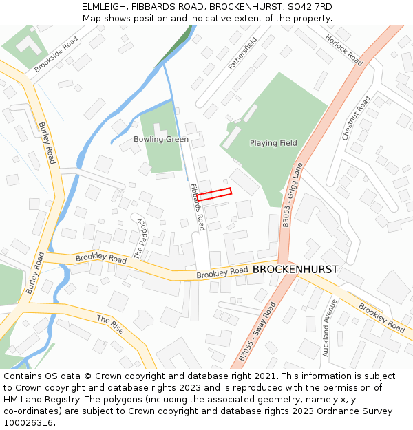 ELMLEIGH, FIBBARDS ROAD, BROCKENHURST, SO42 7RD: Location map and indicative extent of plot