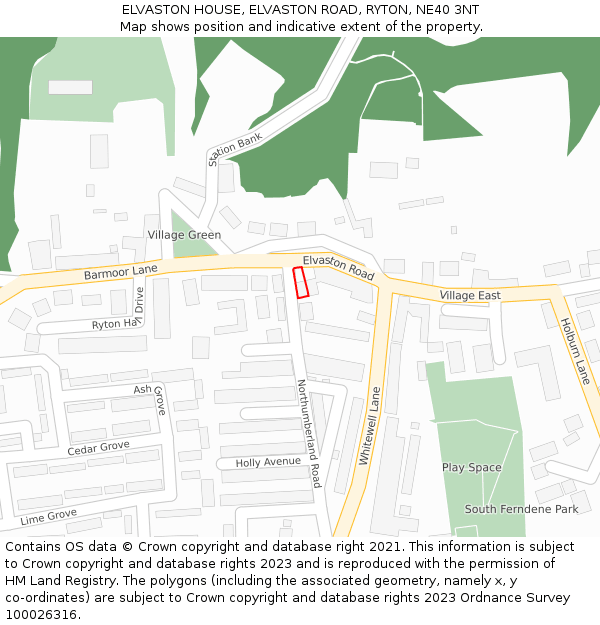 ELVASTON HOUSE, ELVASTON ROAD, RYTON, NE40 3NT: Location map and indicative extent of plot