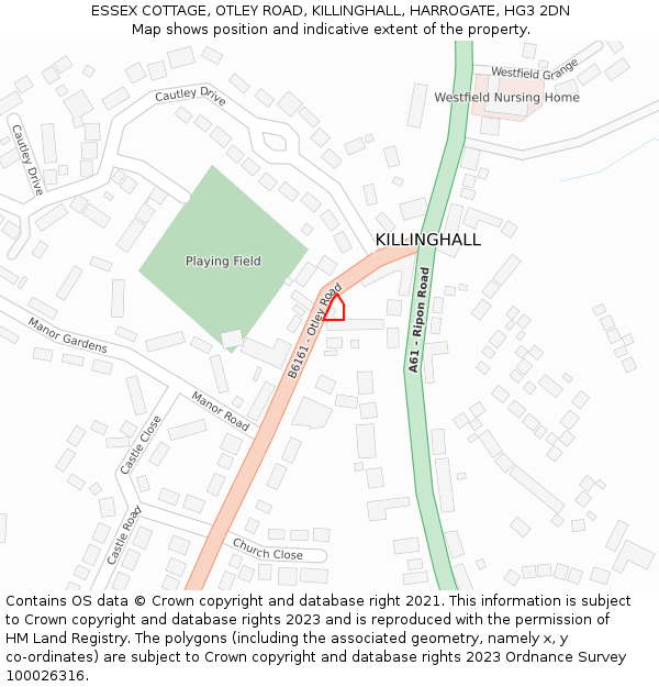 ESSEX COTTAGE, OTLEY ROAD, KILLINGHALL, HARROGATE, HG3 2DN: Location map and indicative extent of plot