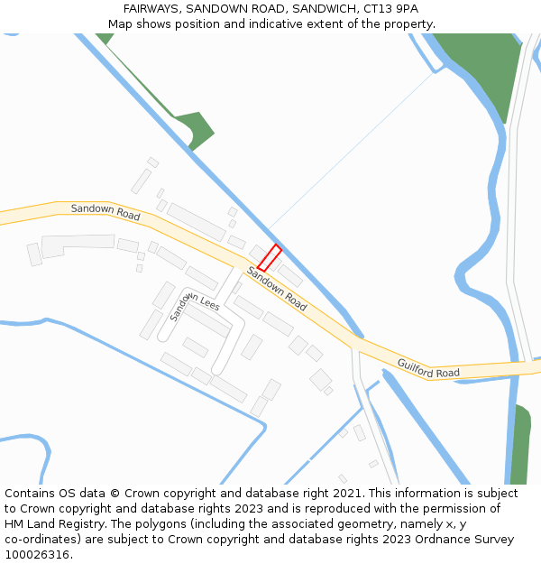 FAIRWAYS, SANDOWN ROAD, SANDWICH, CT13 9PA: Location map and indicative extent of plot