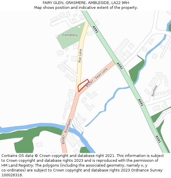 FAIRY GLEN, GRASMERE, AMBLESIDE, LA22 9RH: Location map and indicative extent of plot