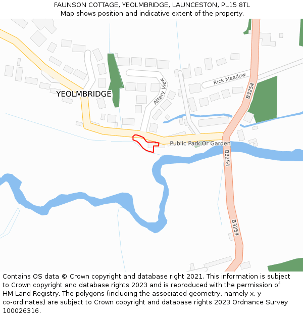 FAUNSON COTTAGE, YEOLMBRIDGE, LAUNCESTON, PL15 8TL: Location map and indicative extent of plot