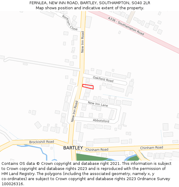 FERNLEA, NEW INN ROAD, BARTLEY, SOUTHAMPTON, SO40 2LR: Location map and indicative extent of plot