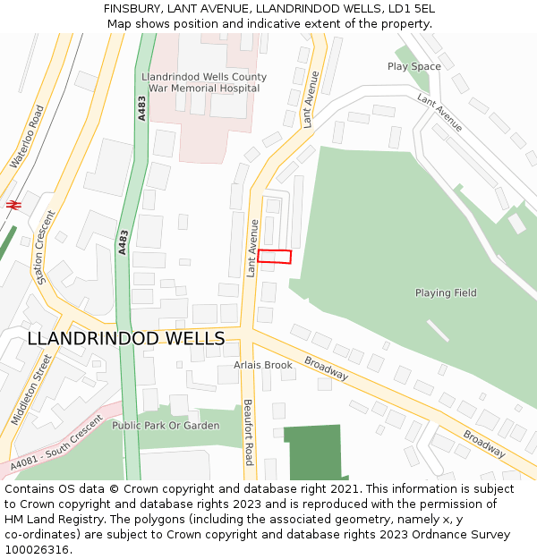 FINSBURY, LANT AVENUE, LLANDRINDOD WELLS, LD1 5EL: Location map and indicative extent of plot