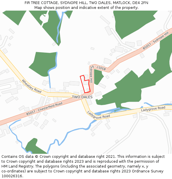 FIR TREE COTTAGE, SYDNOPE HILL, TWO DALES, MATLOCK, DE4 2FN: Location map and indicative extent of plot