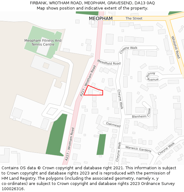 FIRBANK, WROTHAM ROAD, MEOPHAM, GRAVESEND, DA13 0AQ: Location map and indicative extent of plot