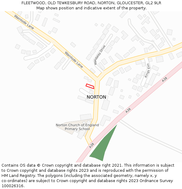 FLEETWOOD, OLD TEWKESBURY ROAD, NORTON, GLOUCESTER, GL2 9LR: Location map and indicative extent of plot