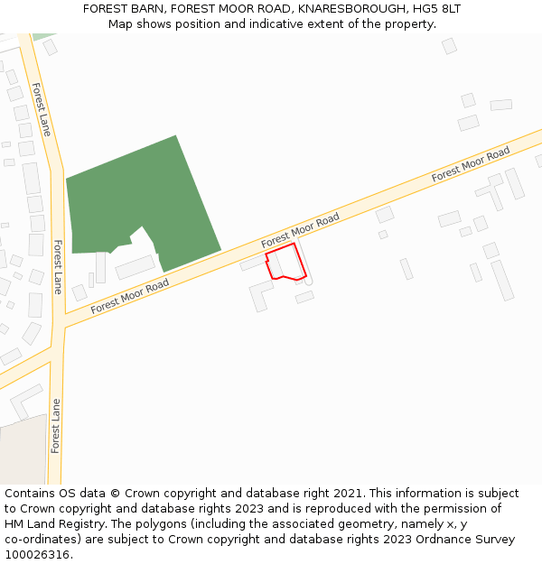 FOREST BARN, FOREST MOOR ROAD, KNARESBOROUGH, HG5 8LT: Location map and indicative extent of plot