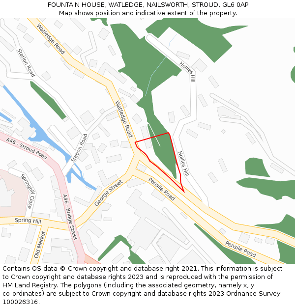 FOUNTAIN HOUSE, WATLEDGE, NAILSWORTH, STROUD, GL6 0AP: Location map and indicative extent of plot