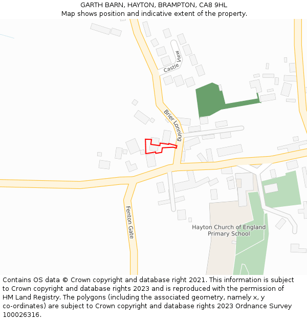 GARTH BARN, HAYTON, BRAMPTON, CA8 9HL: Location map and indicative extent of plot