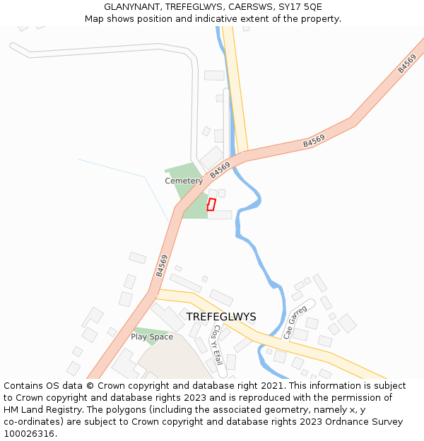 GLANYNANT, TREFEGLWYS, CAERSWS, SY17 5QE: Location map and indicative extent of plot