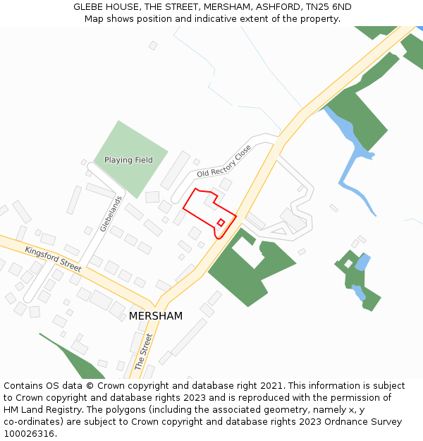 GLEBE HOUSE, THE STREET, MERSHAM, ASHFORD, TN25 6ND: Location map and indicative extent of plot