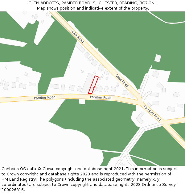 GLEN ABBOTTS, PAMBER ROAD, SILCHESTER, READING, RG7 2NU: Location map and indicative extent of plot