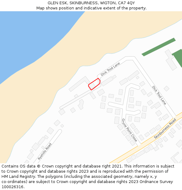 GLEN ESK, SKINBURNESS, WIGTON, CA7 4QY: Location map and indicative extent of plot