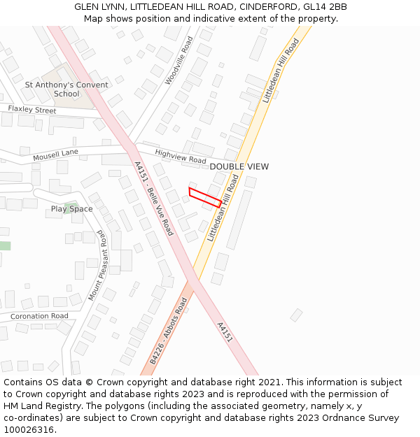 GLEN LYNN, LITTLEDEAN HILL ROAD, CINDERFORD, GL14 2BB: Location map and indicative extent of plot
