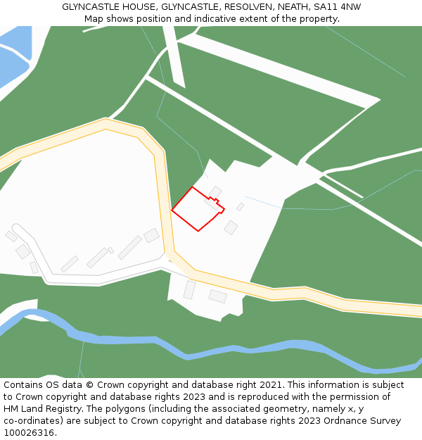 GLYNCASTLE HOUSE, GLYNCASTLE, RESOLVEN, NEATH, SA11 4NW: Location map and indicative extent of plot