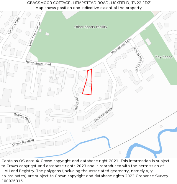 GRASSMOOR COTTAGE, HEMPSTEAD ROAD, UCKFIELD, TN22 1DZ: Location map and indicative extent of plot