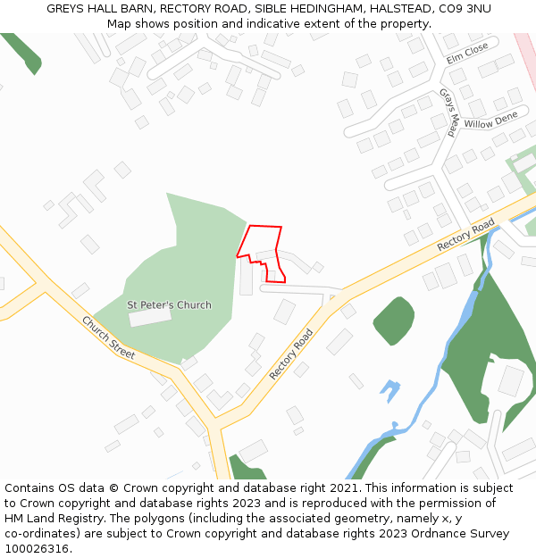 GREYS HALL BARN, RECTORY ROAD, SIBLE HEDINGHAM, HALSTEAD, CO9 3NU: Location map and indicative extent of plot