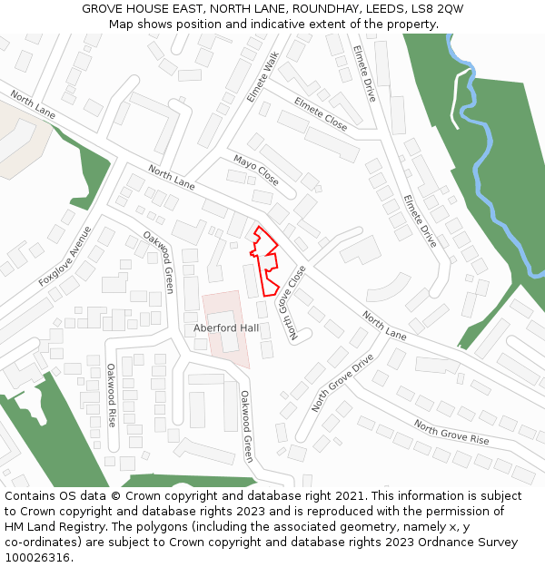 GROVE HOUSE EAST, NORTH LANE, ROUNDHAY, LEEDS, LS8 2QW: Location map and indicative extent of plot
