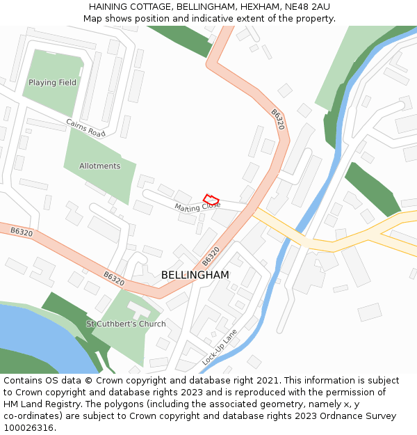 HAINING COTTAGE, BELLINGHAM, HEXHAM, NE48 2AU: Location map and indicative extent of plot
