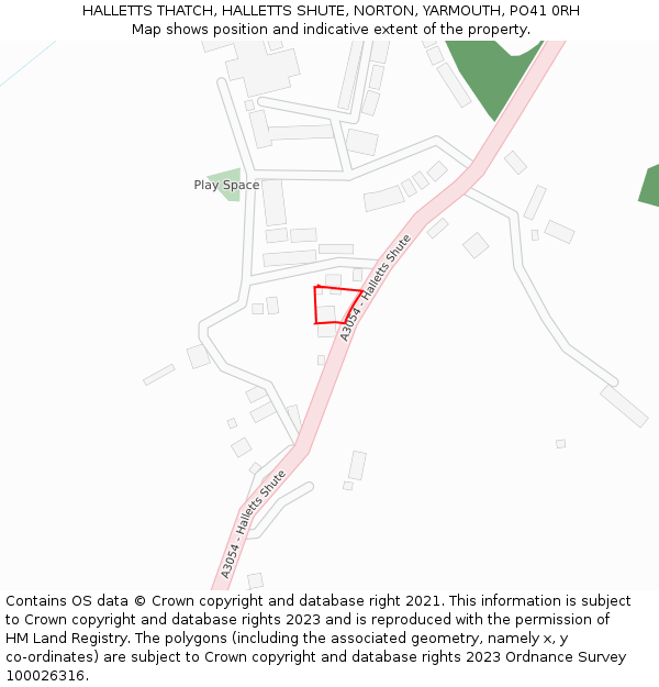 HALLETTS THATCH, HALLETTS SHUTE, NORTON, YARMOUTH, PO41 0RH: Location map and indicative extent of plot