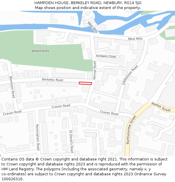 HAMPDEN HOUSE, BERKELEY ROAD, NEWBURY, RG14 5JG: Location map and indicative extent of plot