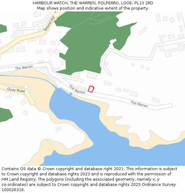 HARBOUR WATCH, THE WARREN, POLPERRO, LOOE, PL13 2RD: Location map and indicative extent of plot