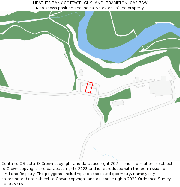 HEATHER BANK COTTAGE, GILSLAND, BRAMPTON, CA8 7AW: Location map and indicative extent of plot