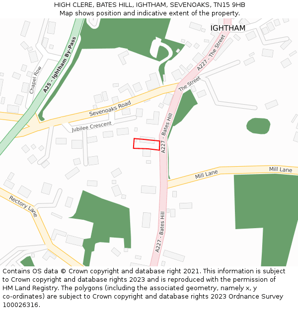 HIGH CLERE, BATES HILL, IGHTHAM, SEVENOAKS, TN15 9HB: Location map and indicative extent of plot