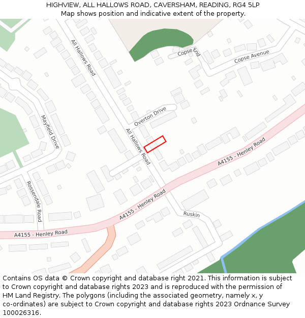 HIGHVIEW, ALL HALLOWS ROAD, CAVERSHAM, READING, RG4 5LP: Location map and indicative extent of plot