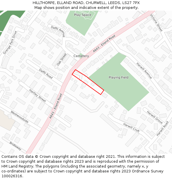 HILLTHORPE, ELLAND ROAD, CHURWELL, LEEDS, LS27 7PX: Location map and indicative extent of plot