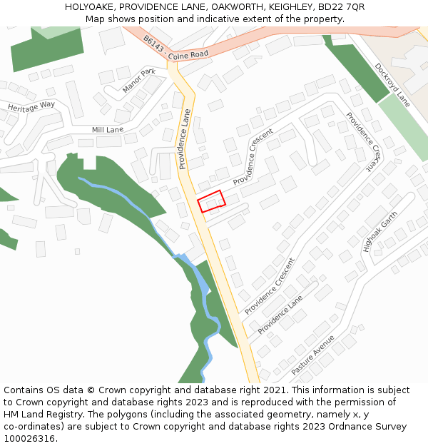 HOLYOAKE, PROVIDENCE LANE, OAKWORTH, KEIGHLEY, BD22 7QR: Location map and indicative extent of plot