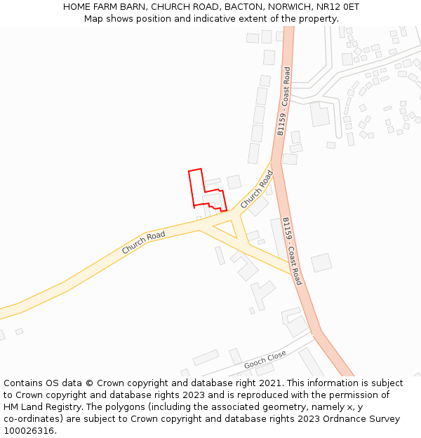 HOME FARM BARN, CHURCH ROAD, BACTON, NORWICH, NR12 0ET: Location map and indicative extent of plot