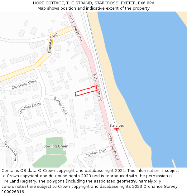 HOPE COTTAGE, THE STRAND, STARCROSS, EXETER, EX6 8PA: Location map and indicative extent of plot