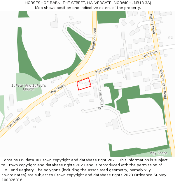 HORSESHOE BARN, THE STREET, HALVERGATE, NORWICH, NR13 3AJ: Location map and indicative extent of plot