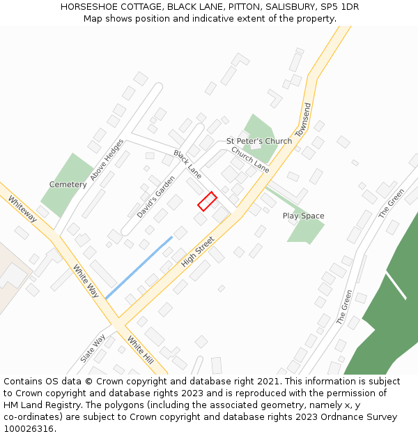 HORSESHOE COTTAGE, BLACK LANE, PITTON, SALISBURY, SP5 1DR: Location map and indicative extent of plot