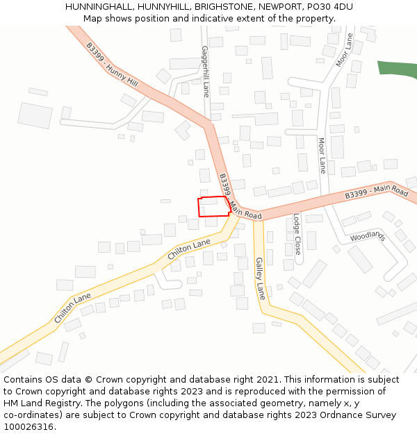 HUNNINGHALL, HUNNYHILL, BRIGHSTONE, NEWPORT, PO30 4DU: Location map and indicative extent of plot