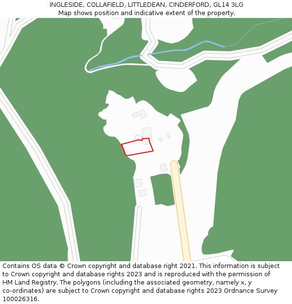 INGLESIDE, COLLAFIELD, LITTLEDEAN, CINDERFORD, GL14 3LG: Location map and indicative extent of plot