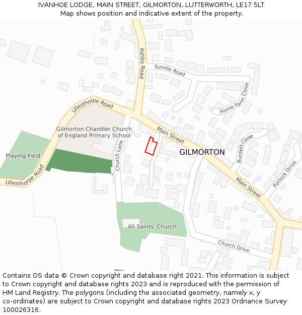 IVANHOE LODGE, MAIN STREET, GILMORTON, LUTTERWORTH, LE17 5LT: Location map and indicative extent of plot