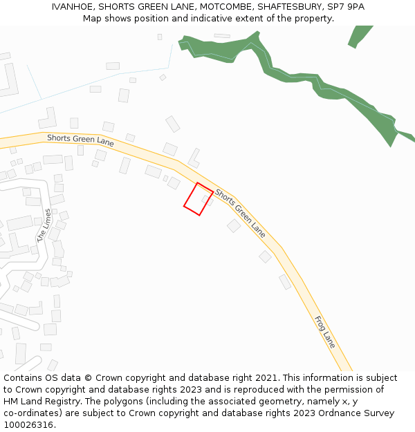 IVANHOE, SHORTS GREEN LANE, MOTCOMBE, SHAFTESBURY, SP7 9PA: Location map and indicative extent of plot