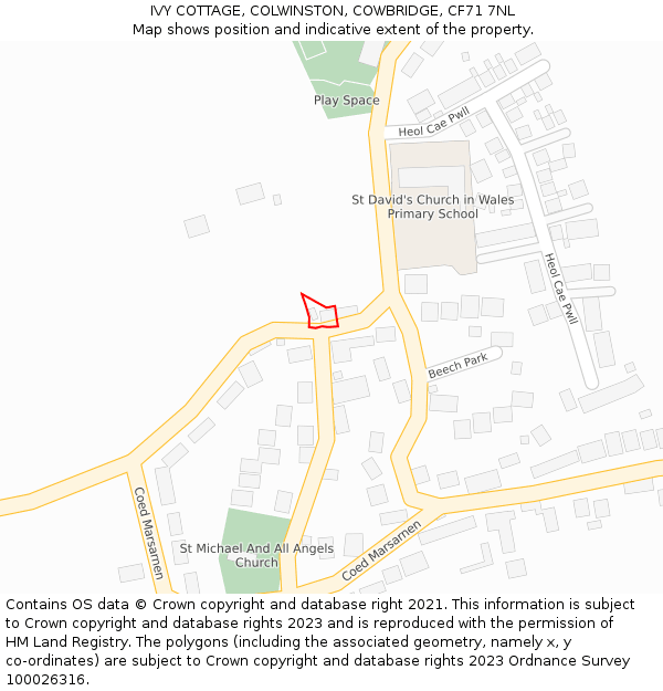 IVY COTTAGE, COLWINSTON, COWBRIDGE, CF71 7NL: Location map and indicative extent of plot