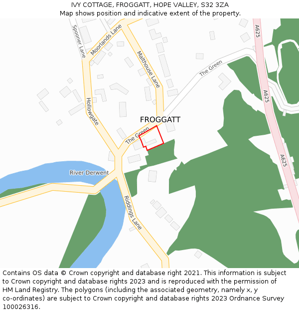 IVY COTTAGE, FROGGATT, HOPE VALLEY, S32 3ZA: Location map and indicative extent of plot