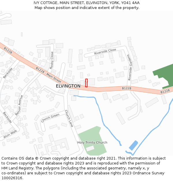 IVY COTTAGE, MAIN STREET, ELVINGTON, YORK, YO41 4AA: Location map and indicative extent of plot