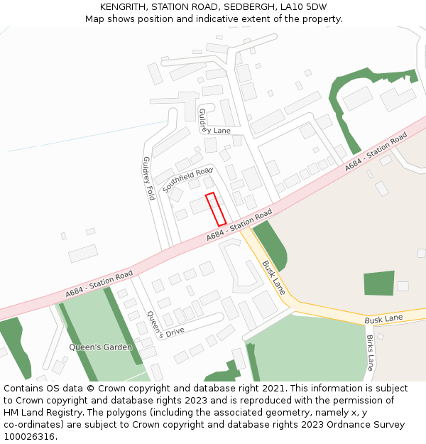 KENGRITH, STATION ROAD, SEDBERGH, LA10 5DW: Location map and indicative extent of plot