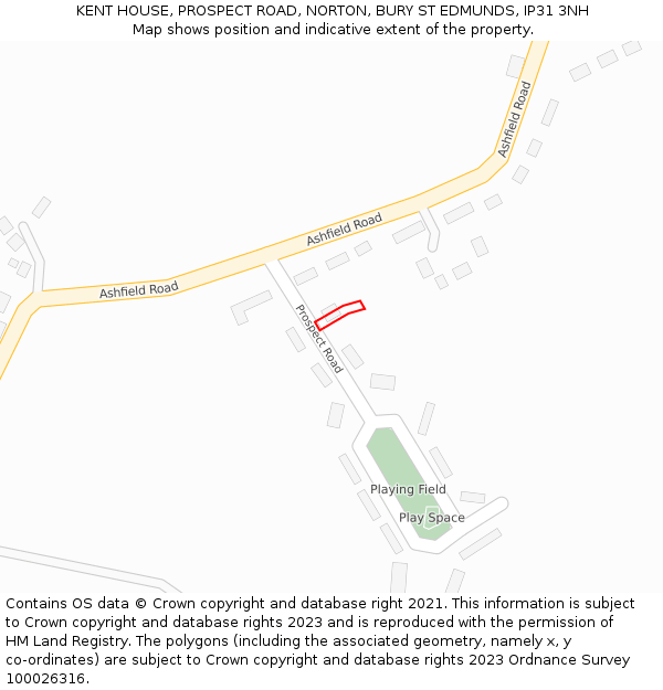 KENT HOUSE, PROSPECT ROAD, NORTON, BURY ST EDMUNDS, IP31 3NH: Location map and indicative extent of plot